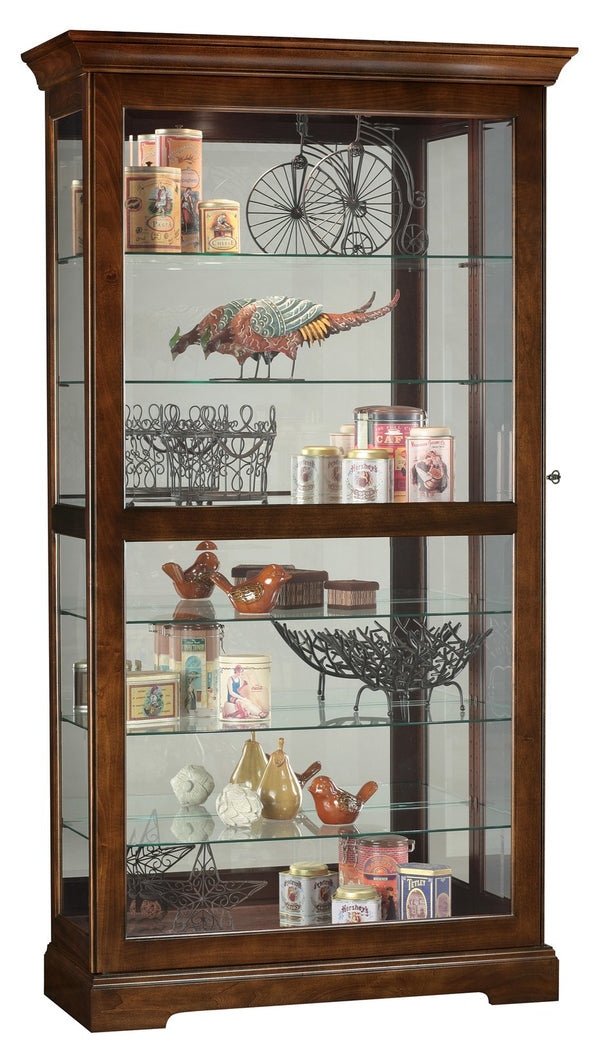 Hekman Furniture 680537 Tyler Curio Cabinet - Lighted Glass Display With Adjustable Shelves & Elegant Cherry Finish Cherry Bordeaux Tyler Curio Cabinet 680537