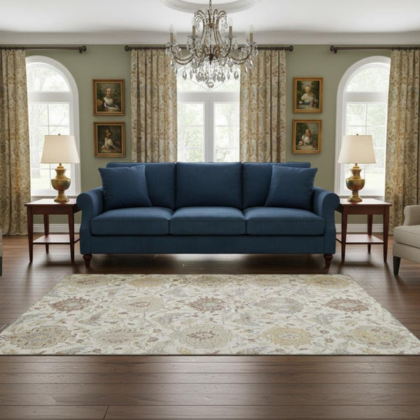 HomeRoots 5' X 8' Damask Washable Area Rug – Elegant Ivory, Beige & Gray with UV Protection for Homes 680549