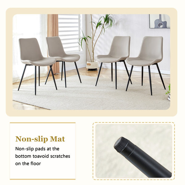 English Elm Scalable Extendable Dining Set Four Chairs Linen Upholstered Walnut Base Modern Black,Walnut,Warm Grey,Wood W1151S04681