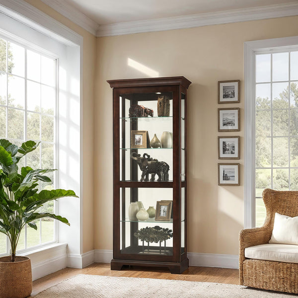 Hekman Furniture 680579 Howard Miller Berends Iii Lighted Curio Cabinet - Elegant Design, Adjustable Shelves & Security Espresso Berends Iii Curio Cabinet 680579