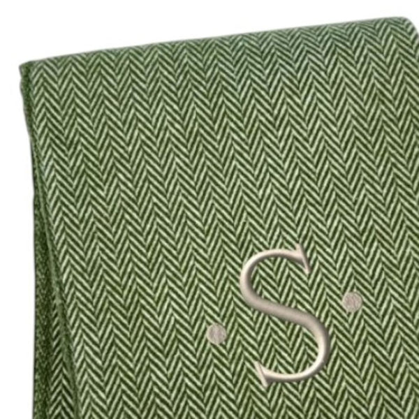 HomeRoots 55" Cozy Moss Green Herringbone Cotton Blend Throw Blanket with Tassels, Personalized Embroidery S 680590