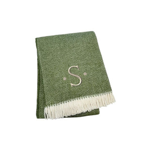 HomeRoots 55" Cozy Moss Green Herringbone Cotton Blend Throw Blanket with Tassels, Personalized Embroidery S 680590