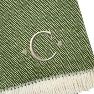 HomeRoots 55" Cozy Moss Green Herringbone Cotton Blend Throw Blanket with Tassels, Personalized Embroidery C 680593