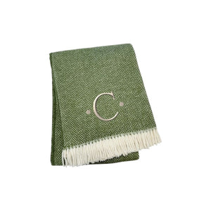 HomeRoots 55" Cozy Moss Green Herringbone Cotton Blend Throw Blanket with Tassels, Personalized Embroidery C 680593