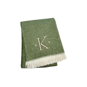 HomeRoots 55" Cozy Moss Green Herringbone Cotton Blend Throw Blanket with Tassels, Personalized Embroidery K 680594