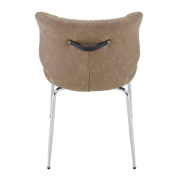 English Elm Dark Oil Waxed Faux Leather Dining Chair Set with Diamond Tufted High Back Metal Legs W3493P444869