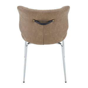 English Elm Dark Oil Waxed Faux Leather Dining Chair Set with Diamond Tufted High Back Metal Legs W3493P444879