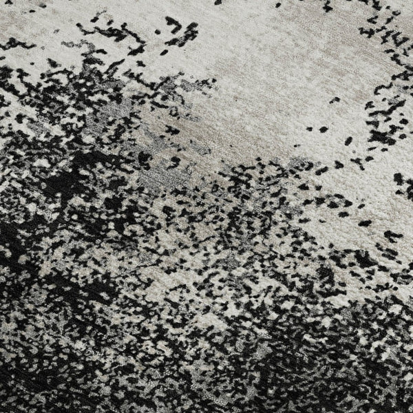 HomeRoots 5' X 8' Abstract Washable Area Rug in Black, Gray & Silver - UV Protected, Durable & Easy-Care Design 680611