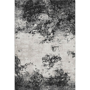 HomeRoots 9' X 12' Black Gray Silver Abstract Washable Area Rug - Stylish, Durable, Pet-Friendly & UV-Protected 680614