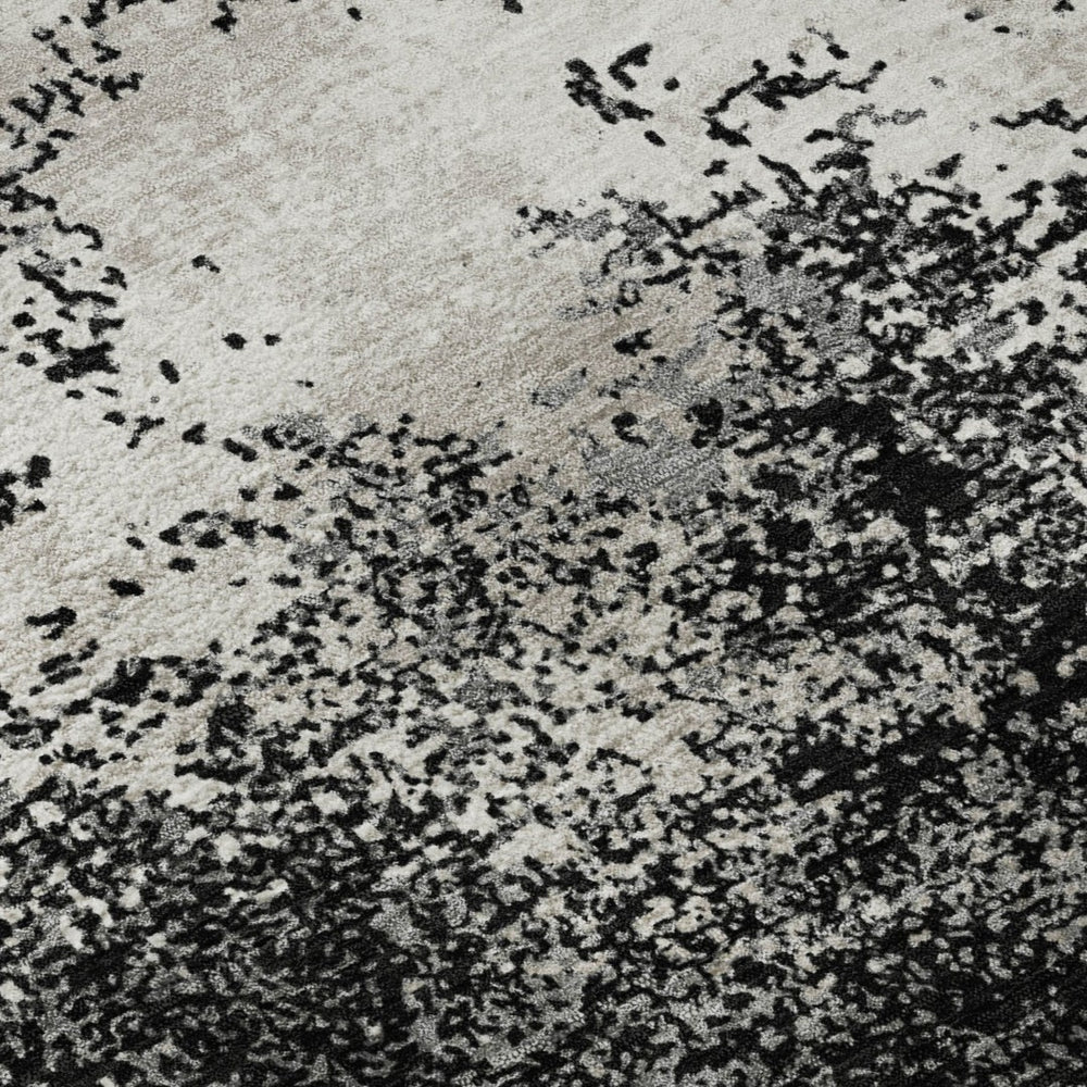 HomeRoots 9' X 12' Black Gray Silver Abstract Washable Area Rug - Stylish, Durable, Pet-Friendly & UV-Protected 680614
