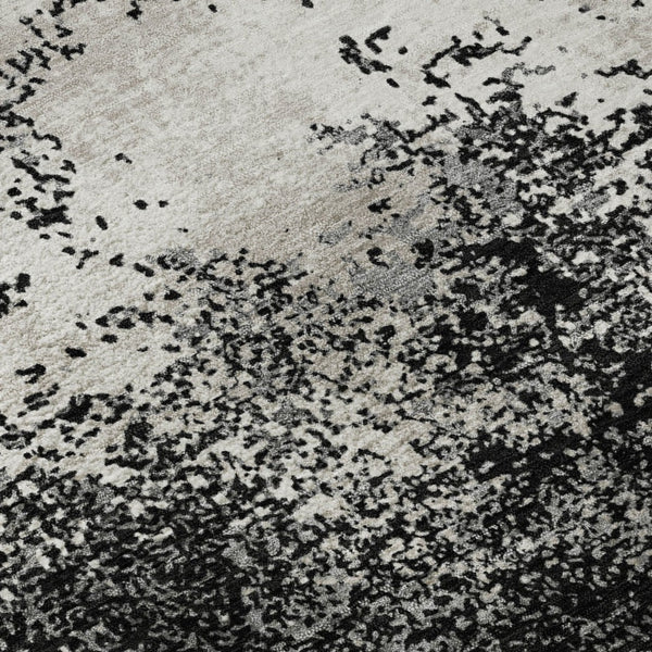 HomeRoots 9' X 12' Black Gray Silver Abstract Washable Area Rug - Stylish, Durable, Pet-Friendly & UV-Protected 680614