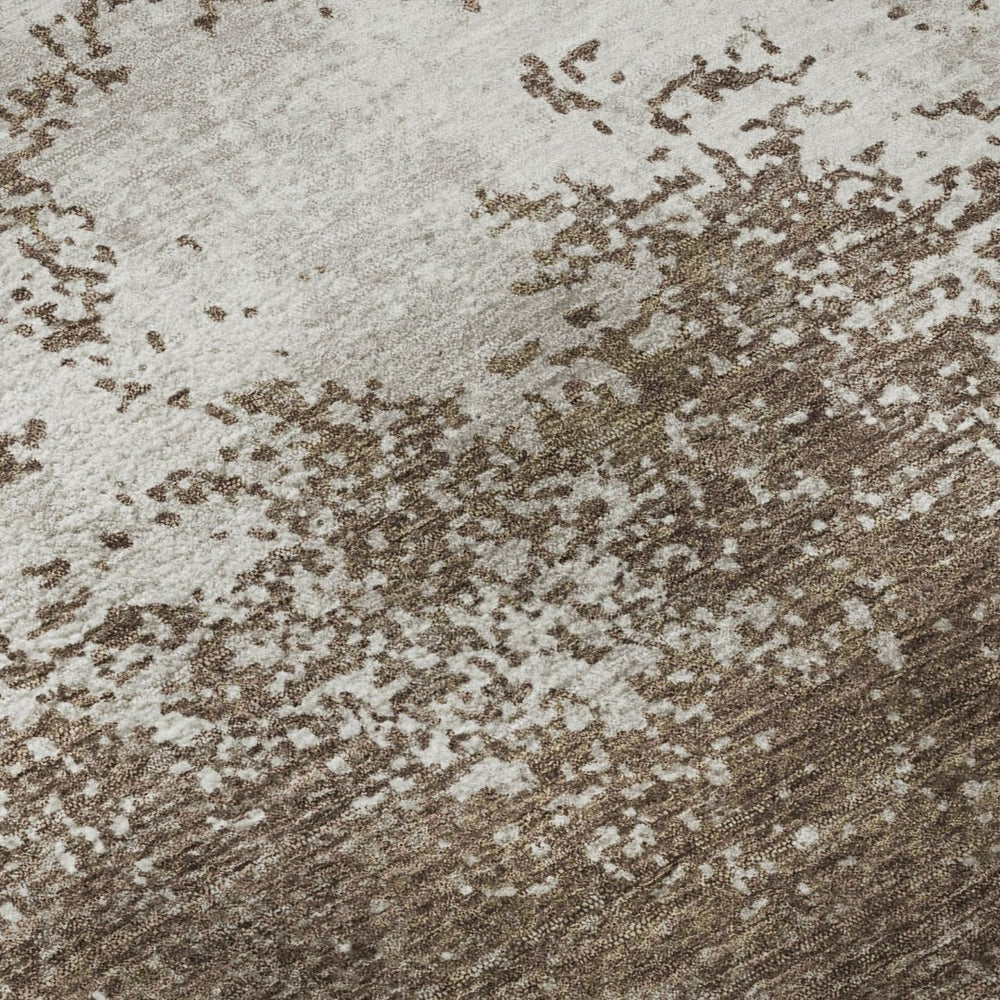 HomeRoots 5' X 8' Brown and Beige Abstract Area Rug – Washable, UV Protected, Durable, Stylish for All Spaces 680617