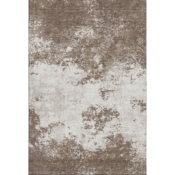 HomeRoots 8' X 10' Brown & Beige Abstract Washable Area Rug - Stain Resistant, UV Protected, Modern Design 680619