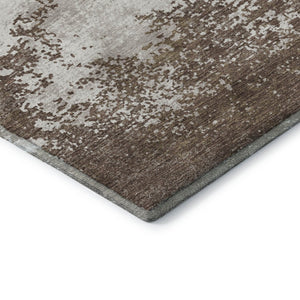 HomeRoots 8' X 10' Brown & Beige Abstract Washable Area Rug - Stain Resistant, UV Protected, Modern Design 680619
