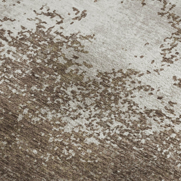HomeRoots 8' X 10' Brown & Beige Abstract Washable Area Rug - Stain Resistant, UV Protected, Modern Design 680619