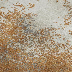 HomeRoots 9' X 12' Copper and Beige Abstract Area Rug - Washable, UV-Protected, Durable for Homes with Kids & Pets 680626