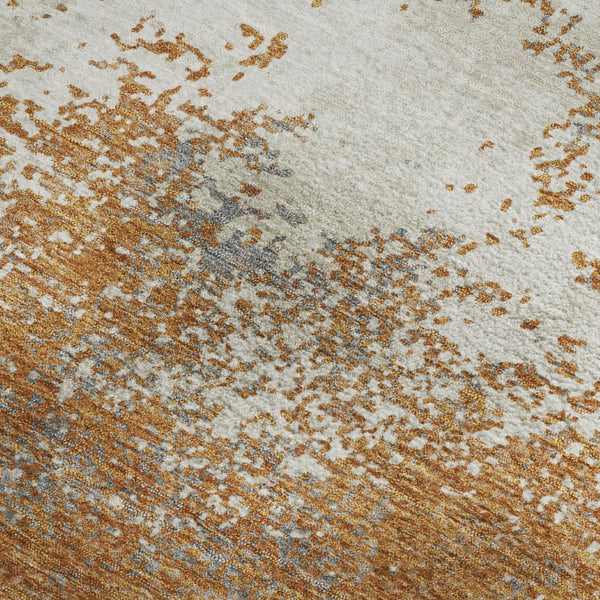 HomeRoots 9' X 12' Copper and Beige Abstract Area Rug - Washable, UV-Protected, Durable for Homes with Kids & Pets 680626