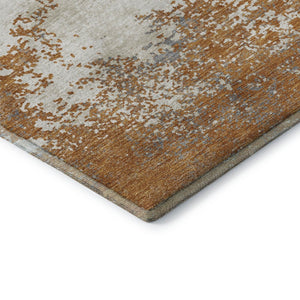 HomeRoots 10' Stylish Copper and Beige Abstract Washable Area Rug with UV Protection for Busy Households 680627