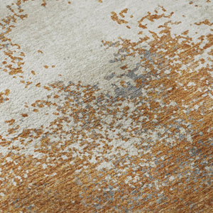 HomeRoots 10' Stylish Copper and Beige Abstract Washable Area Rug with UV Protection for Busy Households 680627