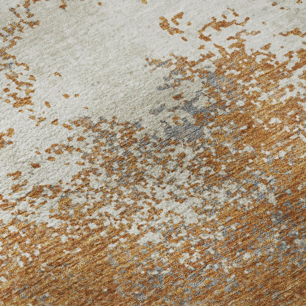 HomeRoots 10' Stylish Copper and Beige Abstract Washable Area Rug with UV Protection for Busy Households 680627