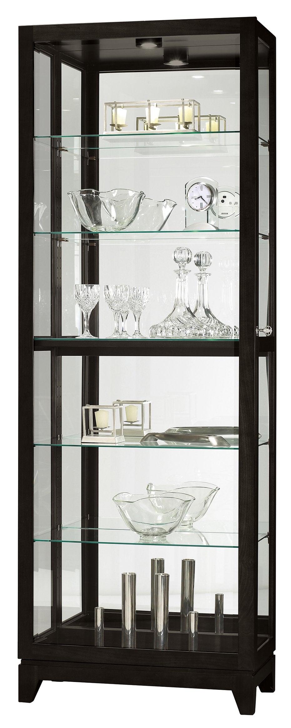 Hekman Furniture 680629 Modern Black Satin Curio Cabinet With Locking Glass Door, Adjustable Shelves & Lighting Black Satin Luke Iv Curio Cabinet 680629