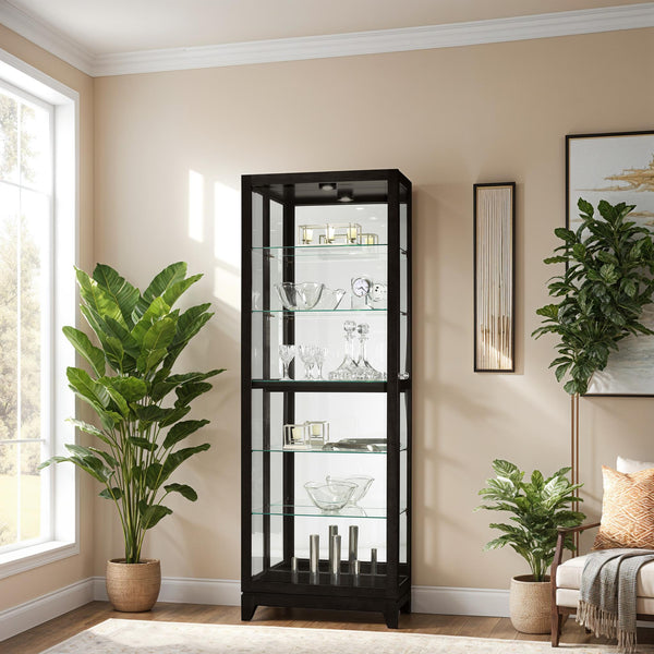 Hekman Furniture 680629 Modern Black Satin Curio Cabinet With Locking Glass Door, Adjustable Shelves & Lighting Black Satin Luke Iv Curio Cabinet 680629