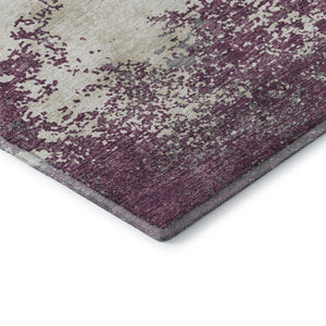 HomeRoots 8' X 10' Elegant Eggplant and Ivory Abstract Area Rug - Washable, UV Protected, Durable Design! 680631