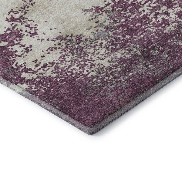 HomeRoots 8' X 10' Elegant Eggplant and Ivory Abstract Area Rug - Washable, UV Protected, Durable Design! 680631