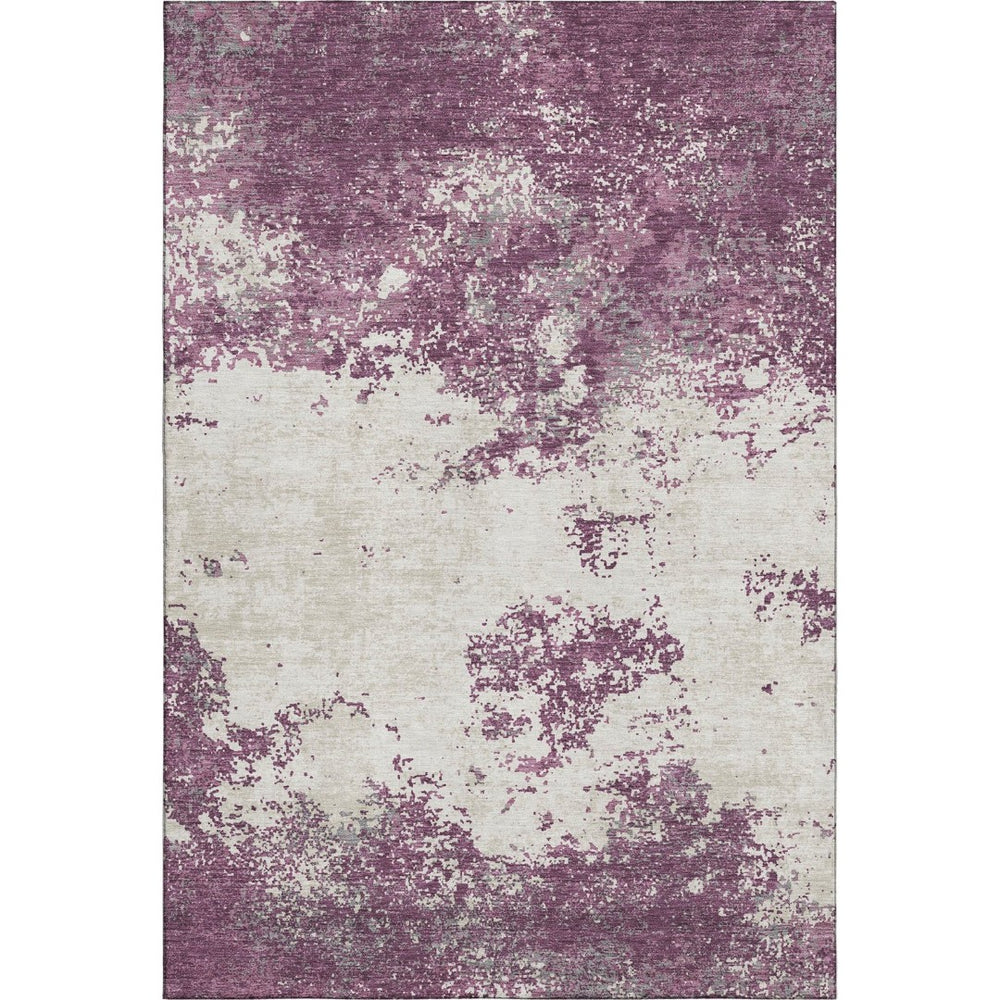 HomeRoots 10' X 14' Eggplant & Ivory Abstract Area Rug – Durable, Washable, UV-Protected for Active Homes! 680633