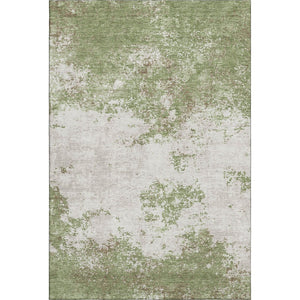 HomeRoots 5' X 8' Modern Green and Ivory Abstract Washable Area Rug - Durable, UV-Protected & Stylish Design! 680635