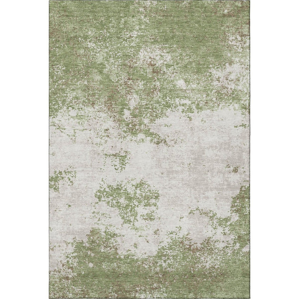HomeRoots 5' X 8' Modern Green and Ivory Abstract Washable Area Rug - Durable, UV-Protected & Stylish Design! 680635