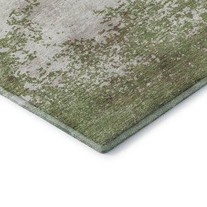 HomeRoots 8' Green And Ivory Abstract Washable Round Rug - Durable, UV Resistant, Stylish for High Traffic Areas 680636
