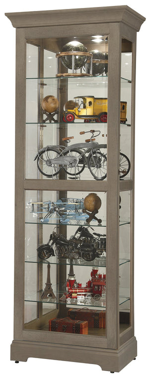 Hekman Furniture 680637 Howard Miller Martindale Vi Curio Cabinet - Elegant Lighted Glass Display For Collectibles Aged Grey Martindale Vi Curio Cabinet 680637