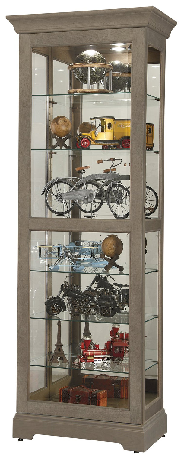 Hekman Furniture 680637 Howard Miller Martindale Vi Curio Cabinet - Elegant Lighted Glass Display For Collectibles Aged Grey Martindale Vi Curio Cabinet 680637