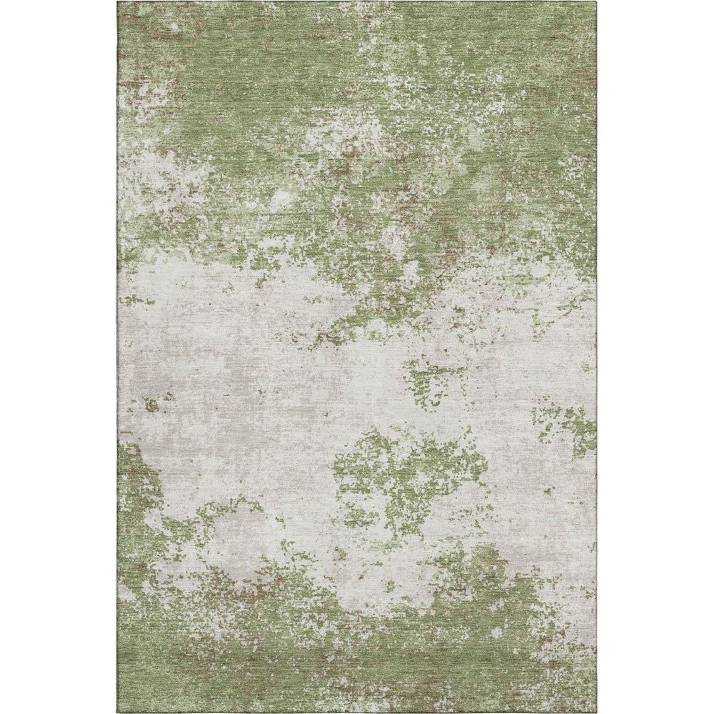 HomeRoots 10' Green and Ivory Abstract Area Rug - Washable, UV-Protected, Perfect for Homes with Kids & Pets 680639