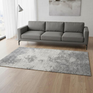 HomeRoots 5' X 8' Modern Gray and Silver Abstract Area Rug - Washable, UV-Protected, Durable for High-Traffic Areas 680647
