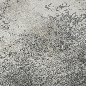 HomeRoots 8' Gray And Silver Abstract Washable Round Rug - Stylish, Durable, UV-Protected, Perfect for High-Traffic Areas 680648