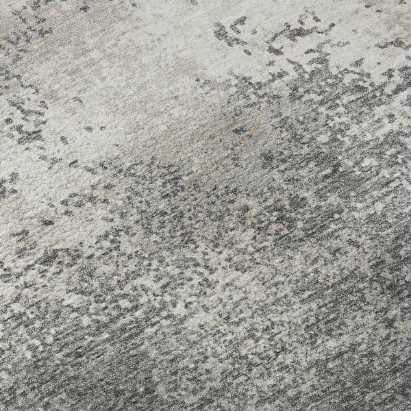 HomeRoots 8' Gray And Silver Abstract Washable Round Rug - Stylish, Durable, UV-Protected, Perfect for High-Traffic Areas 680648