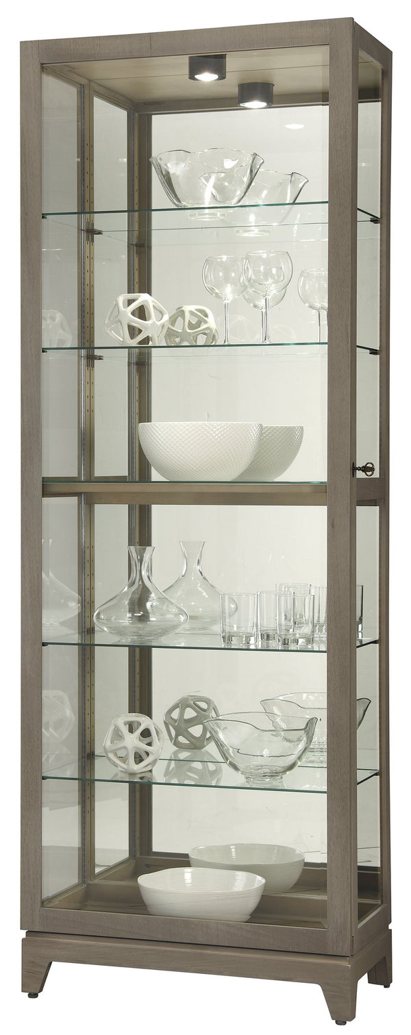 Hekman Furniture 680650 Luke Vi Curio Cabinet - Aged Taupe Finish, Locking Glass Door, Adjustable Shelves & Lighting Aged Grey Luke Vi 680650