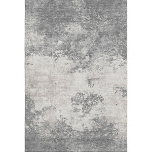 HomeRoots 9' X 12' Stylish Gray & Silver Abstract Washable Area Rug - UV Protected, Stain Resistant, Durable Design 680650