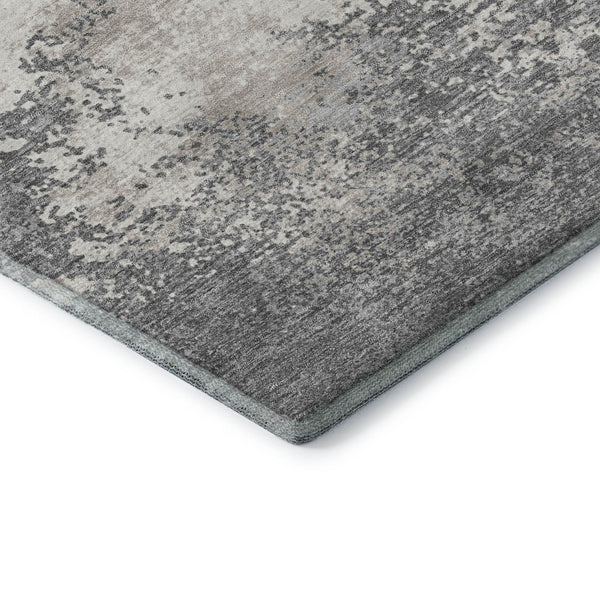 HomeRoots 9' X 12' Stylish Gray & Silver Abstract Washable Area Rug - UV Protected, Stain Resistant, Durable Design 680650