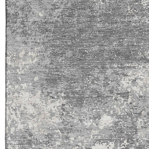 HomeRoots 9' X 12' Stylish Gray & Silver Abstract Washable Area Rug - UV Protected, Stain Resistant, Durable Design 680650