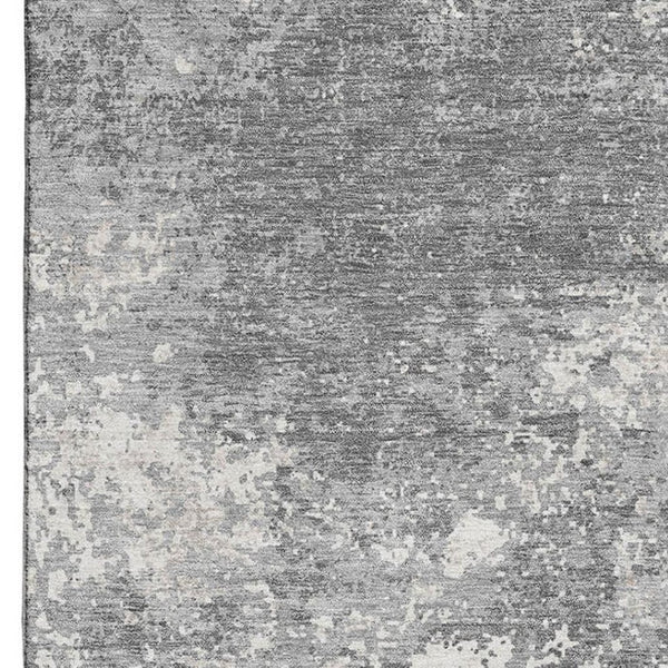 HomeRoots 9' X 12' Stylish Gray & Silver Abstract Washable Area Rug - UV Protected, Stain Resistant, Durable Design 680650