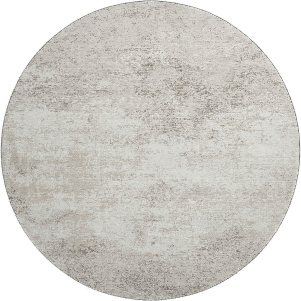 HomeRoots 8' Ivory and Beige Abstract Washable Round Rug – Stylish, Durable, UV-Protected for High-Traffic Areas 680654