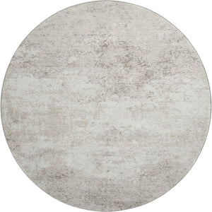 HomeRoots 8' Ivory and Beige Abstract Washable Round Rug – Stylish, Durable, UV-Protected for High-Traffic Areas 680654
