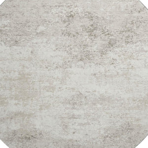 HomeRoots 8' Ivory and Beige Abstract Washable Round Rug – Stylish, Durable, UV-Protected for High-Traffic Areas 680654