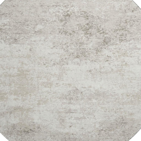 HomeRoots 8' Ivory and Beige Abstract Washable Round Rug – Stylish, Durable, UV-Protected for High-Traffic Areas 680654