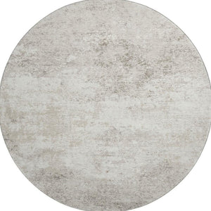 HomeRoots 8' Ivory and Beige Abstract Washable Round Rug – Stylish, Durable, UV-Protected for High-Traffic Areas 680654