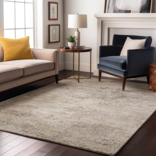 HomeRoots 9' X 12' Ivory and Beige Abstract Area Rug - Stylish, Washable, UV-Protected, and Perfect for Homes 680656