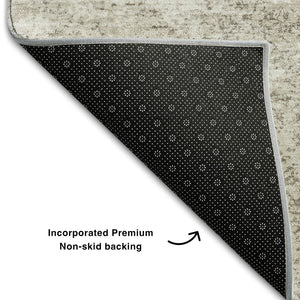 HomeRoots 9' X 12' Ivory and Beige Abstract Area Rug - Stylish, Washable, UV-Protected, and Perfect for Homes 680656